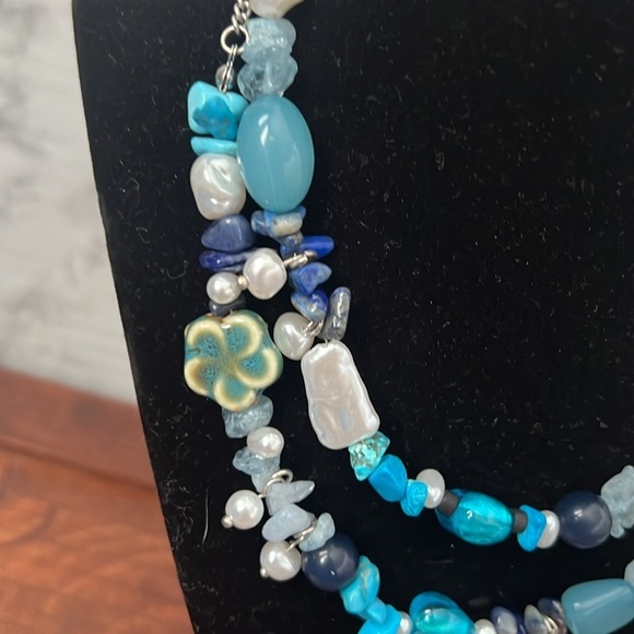 Free People Steal the Show Choker Necklace Blue Turquoise Adjustable NWT - Picture 3 of 7